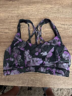 lululemon athletica Black & Purple Floral Strappy Sports Bra